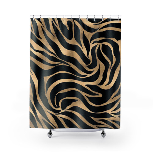 Metallic Gold Zebra Shower Curtain