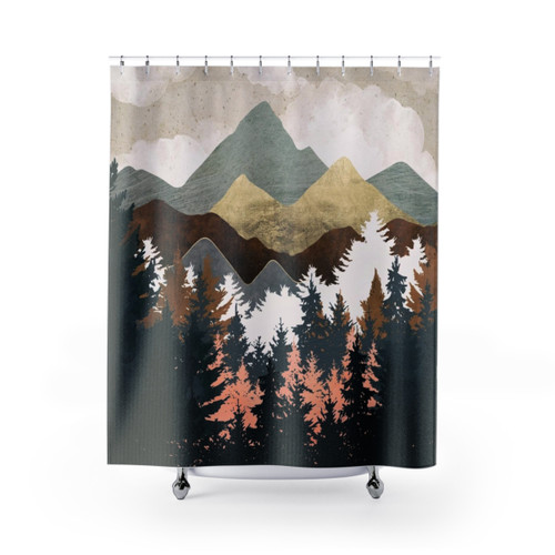 Forest View Shower Curtains featuring a nature-inspired landscape design