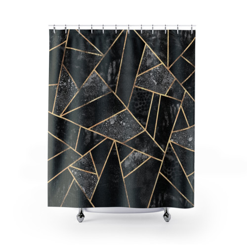 Geometric Black Stone 2 Shower Curtains