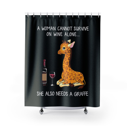 Funny Giraffe and Wine Shower Curtains