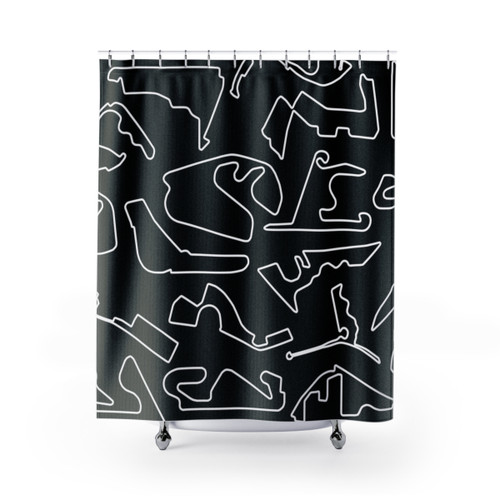 Formula One Circuits Outline Shower Curtains