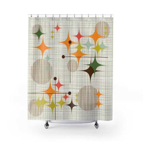 Eames Era Atomic Starburst Shower Curtains