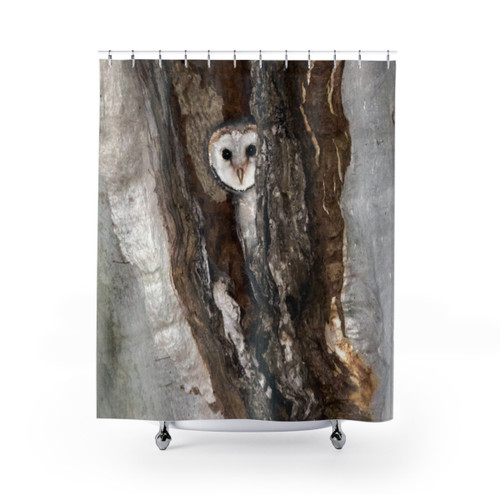 Barn Owl Peekaboo Shower Curtains