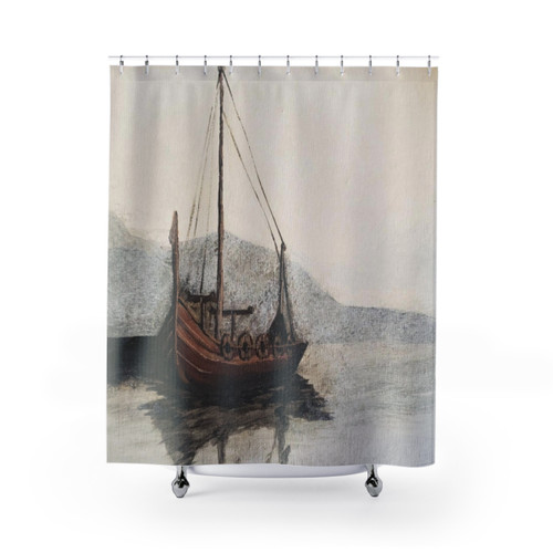 Rustic Viking Ship Shower Curtain