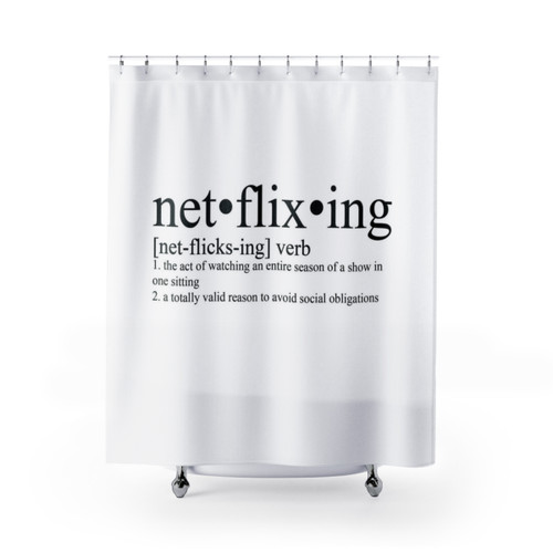 Netflixing Definition Shower Curtains - Binge-Watching Decor