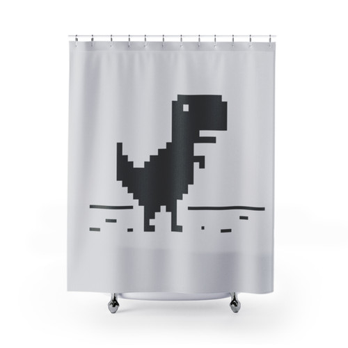 Pixel art dino shower curtains