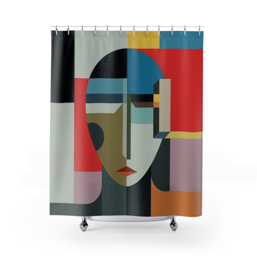 Colorful abstract shower curtains by WOMAN OF WHEN