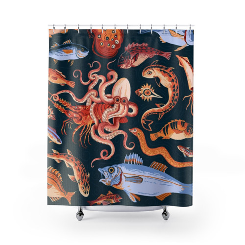 Pompeii Marine Mosaic Shower Curtain