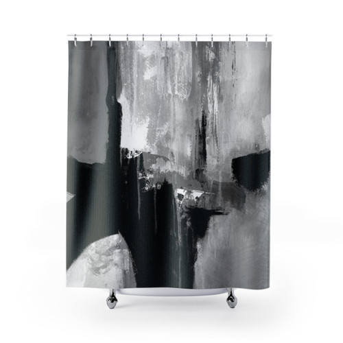 Modern Abstract Black and White Shower Curtain