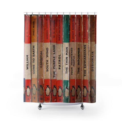 Bookshelf Shower Curtains with Penguin Books Design