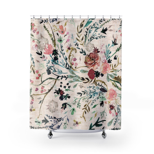 Fable Floral Shower Curtain with Botanical Patterns
