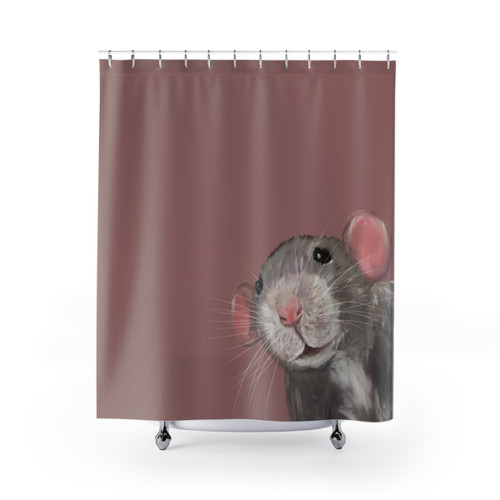 Peeking Rat (Pink) Shower Curtains