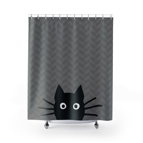 Black Cat Face Shower Curtains