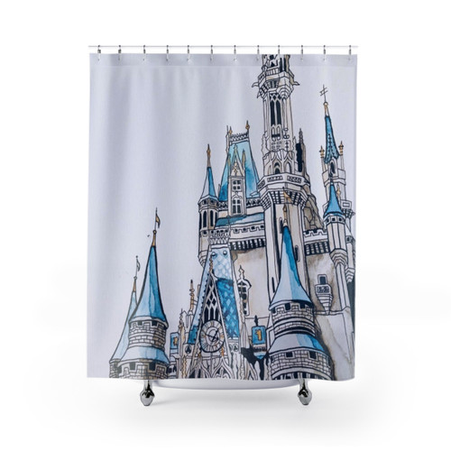 Cinderella's Castle Watercolor Shower Curtain