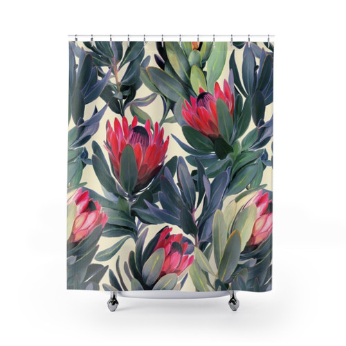 Botanical Protea Pattern Shower Curtain