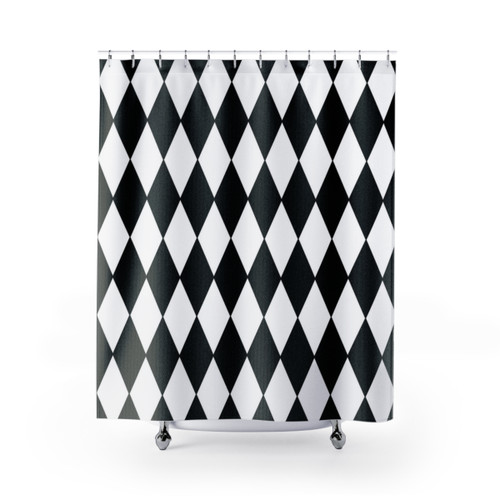 Black and White Harlequin Pattern Shower Curtain