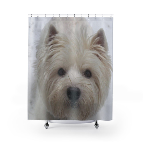 Westie White Shower Curtain - Decorative Pet Bathroom Accessory