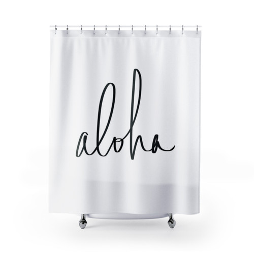 Aloha Hawaii Typography Shower Curtains