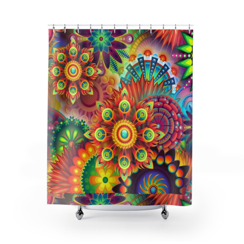 Colorful abstract shower curtain design