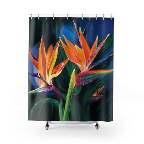 Colorful Birds of Paradise Shower Curtain