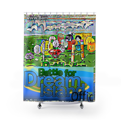 BFDI themed shower curtain featuring characters and designs