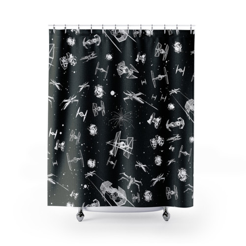 Space Battle Themed Shower Curtain