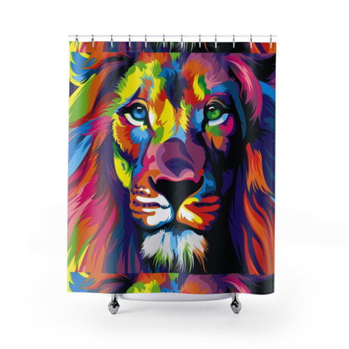 Banksy Rainbow Lion Graffiti Pop Art Shower Curtain