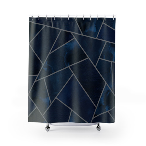 Navy and Grey Geometric Shower Curtains