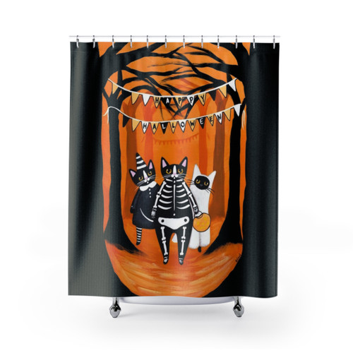 Spooky Halloween Cat Shower Curtain