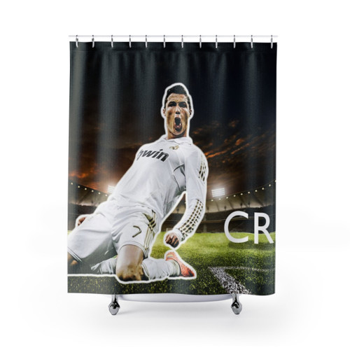 CR7 Shower Curtains featuring Cristiano Ronaldo's iconic branding