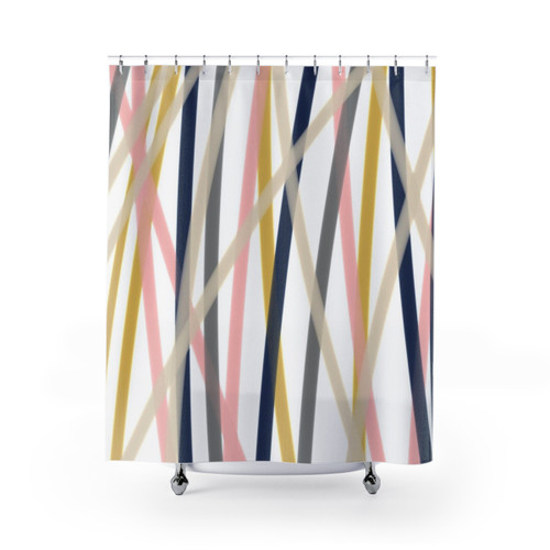 Minimalist modern shower curtains with ribbon abstract design