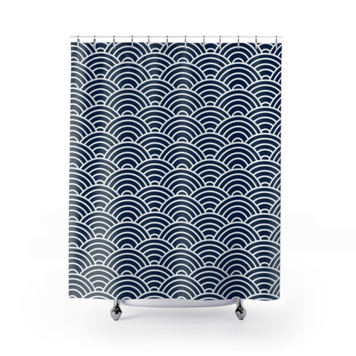 Japanese Seigaiha-Inspired Shower Curtain