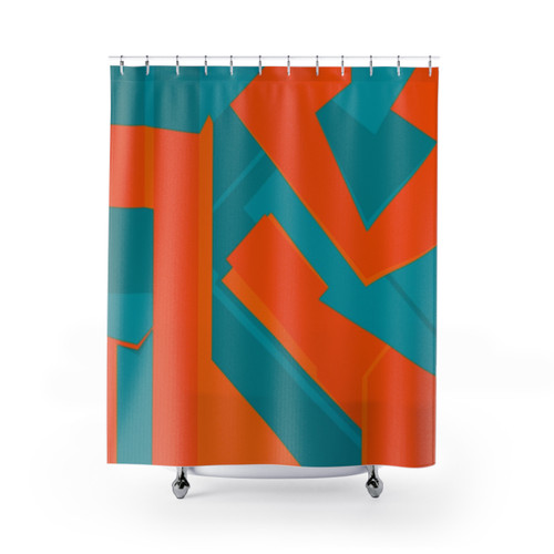 Teal and Orange Abstract Art Shower Curtains