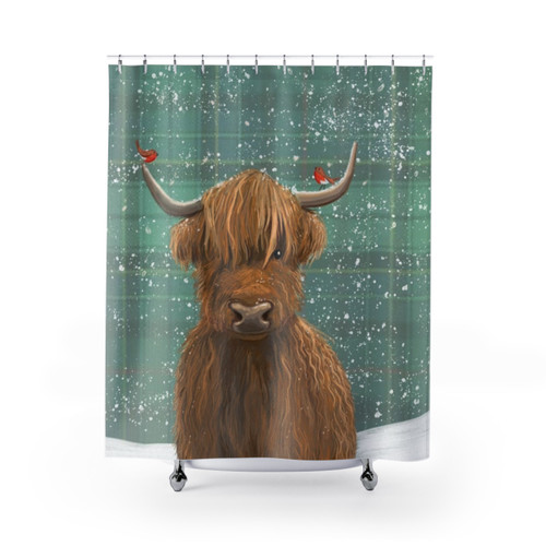 Highland Cow Tartan Shower Curtains