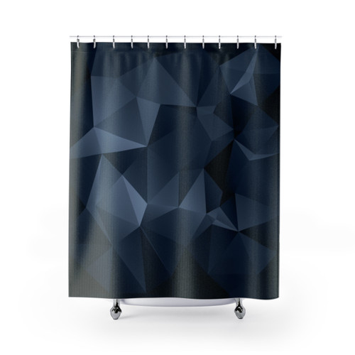 Black and Blue Polygonal Pattern Shower Curtains
