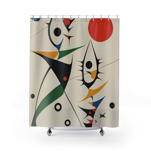 Vibrant Joan Miro inspired shower curtain