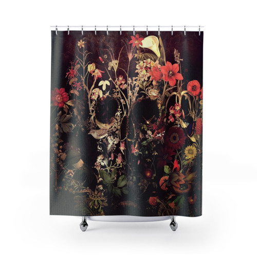 Bloom Skull Shower Curtain with Floral and Sugar Skull Design