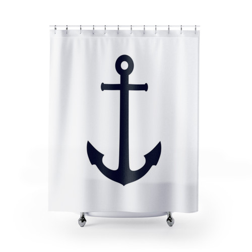 Navy Blue Anchor Shower Curtains