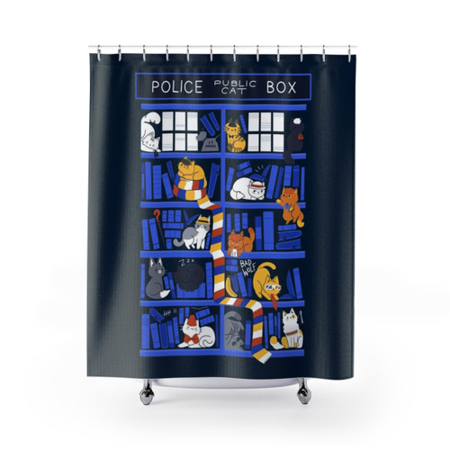 Funny Doctor Who Shower Curtains with Kittens