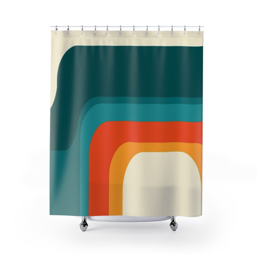 Mid-Century Modern Rainbow Shower Curtains
