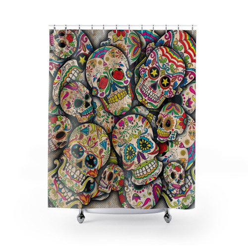 Sugar Skull Collage Shower Curtains