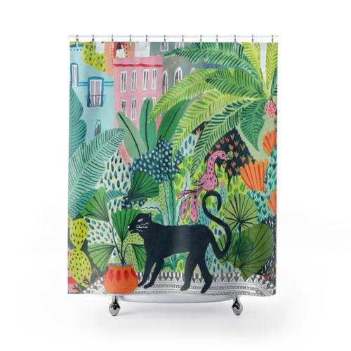 Tropical Jungle Panther Shower Curtain