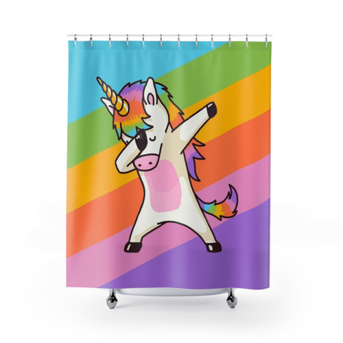 Dabbing Unicorn Shower Curtain