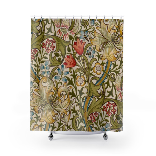 Golden Lilies Floral Shower Curtain