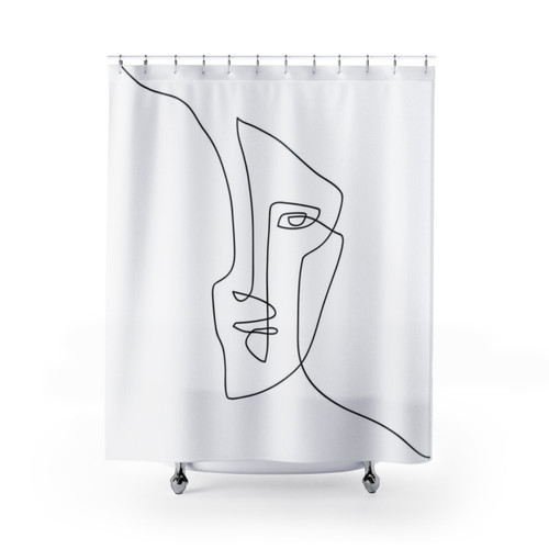 Abstract face illustration shower curtain