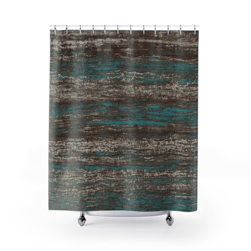 Teal Blue and Grey Melange Shower Curtain