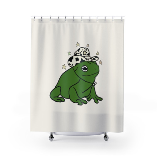 Frog with Cowboy Hat Shower Curtains - Cottagecore Aesthetic