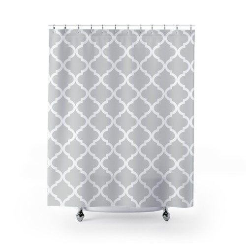 Light Grey Quatrefoil Pattern Shower Curtain