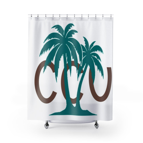 Coastal Carolina Shower Curtains featuring palm trees and Chants logo