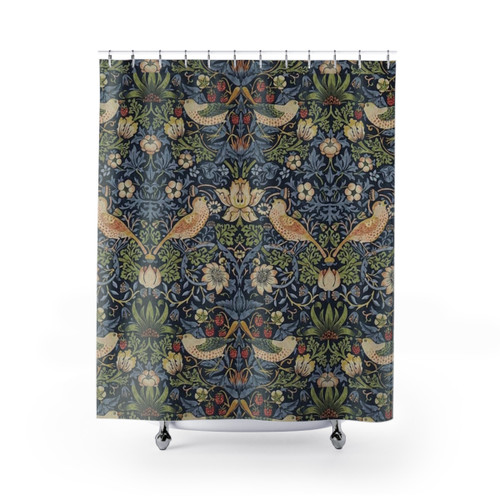 William Morris Strawberry Thief Patterned Shower Curtain
